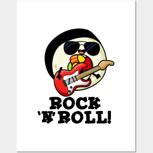 Rock n Roll Cute Sushi Roll Pun Posters and Art